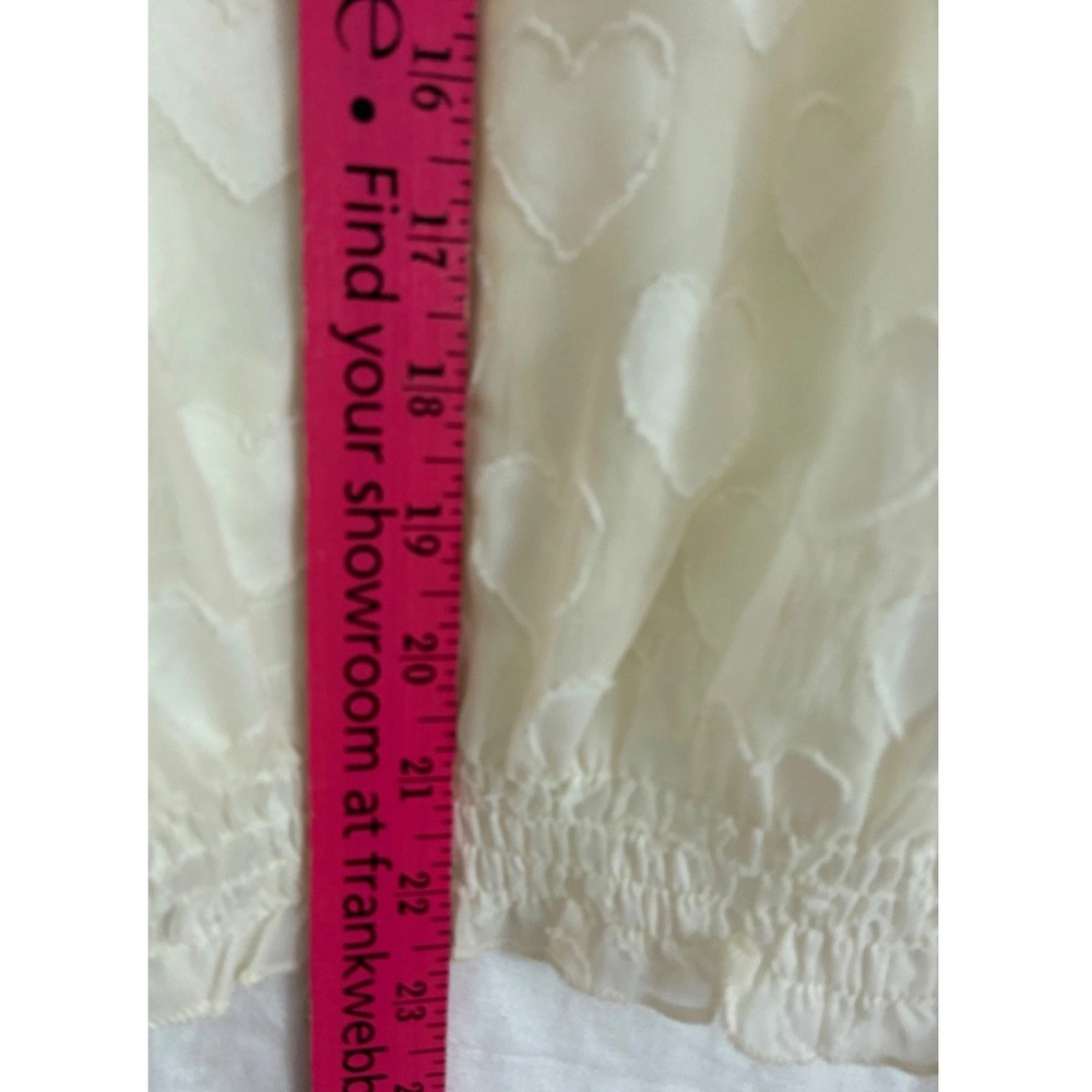 Heart Sheer Blouse Women XL Cream Romantic Twee Top Feminine Balloon Sleeve - Picture 6 of 9